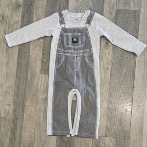 John Deere Light Gray Kids Overall Onesie